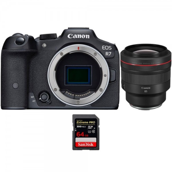 Canon EOS R7 + RF 85 mm F1.2 L USM + 1 SanDisk Extreme PRO UHS-II SDXC de 64 GB a 300 MB/s - Dispositivo fotográfico híbrido-1