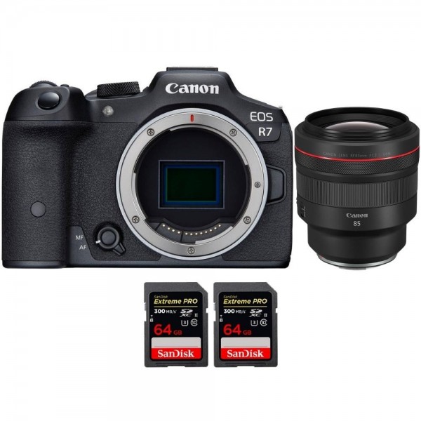 Canon EOS R7 + RF 85 mm F1.2 L USM + 2 SanDisk 64 GB Extreme PRO UHS-II SDXC 300 MB/s - Dispositivo fotográfico híbrido-1