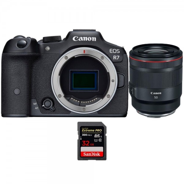 Canon EOS R7 + RF 50 mm F1.2 L USM + 1 SanDisk Extreme PRO UHS-II SDXC de 32 GB a 300 MB/s - Dispositivo fotográfico híbrido-1