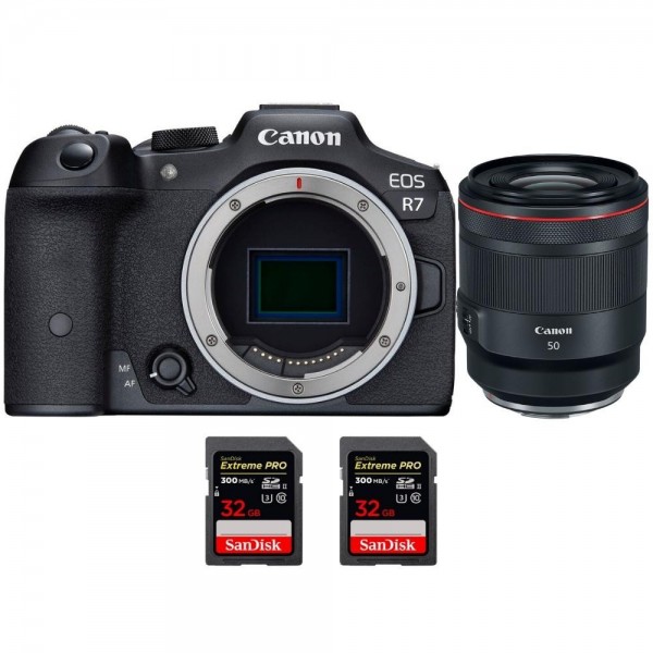 Canon EOS R7 + RF 50mm F1.2 L USM + 2 SanDisk 32GB Extreme PRO UHS-II SDXC 300 MB/s - Cámara mirrorless|MCZ DIRECT