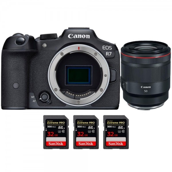 Canon EOS R7 + RF 50 mm F1.2 L USM + 3 SanDisk 32 GB Extreme PRO UHS-II SDXC 300 MB/s - Dispositivo fotográfico híbrido-1