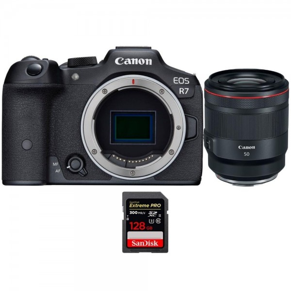 Canon EOS R7 + RF 50mm F1.2 L USM + 1 SanDisk 128GB Extreme PRO UHS-II SDXC 300 MB/s - Appareil Photo Hybride|MCZ DIRECT