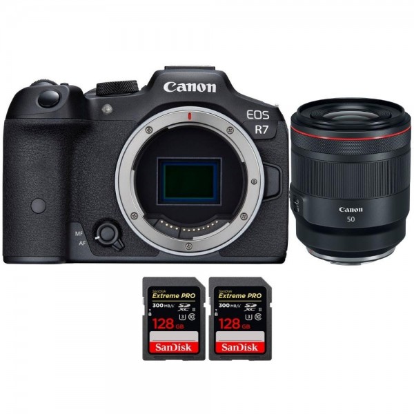 Canon EOS R7 + RF 50 mm F1.2 L USM + 2 SanDisk Extreme PRO UHS-II SDXC de 128 GB a 300 MB/s - Dispositivo fotográfico híbrido-1