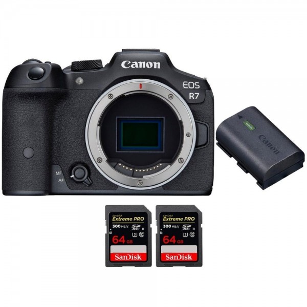 Canon EOS R7 + Canon LP-E6NH + 2 SanDisk 64GB Extreme PRO UHS-II SDXC 300 MB/s - Appareil Photo Hybride-1