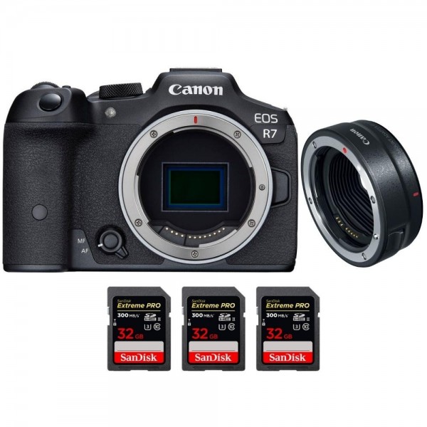 Canon EOS R7 + EF-EOS R + 3 SanDisk 32GB Extreme PRO UHS-II SDXC 300 MB/s - Appareil Photo Hybride-1