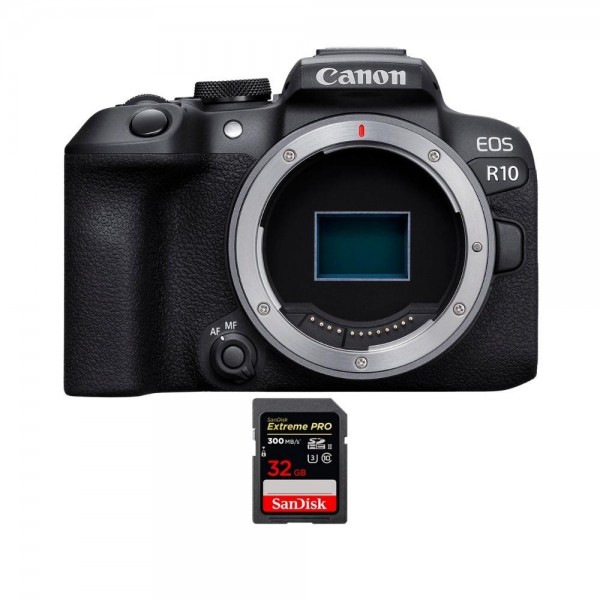 Canon EOS R10 + 1 SanDisk 32GB Extreme PRO UHS-II SDXC 300 MB/s - Appareil Photo Hybride APS-C|MCZ DIRECT