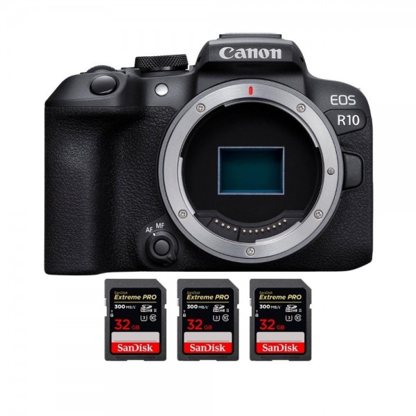 Canon EOS R10 + 3 SanDisk 32 GB Extreme PRO UHS-II SDXC 300 MB/s - Dispositivo fotográfico híbrido APS-C-1