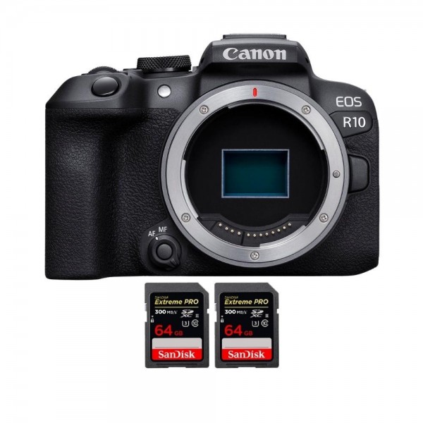 Canon EOS R10 + 2 SanDisk 64 GB Extreme PRO UHS-II SDXC 300 MB/s - Cámara mirrorless APS-C|MCZ DIRECT