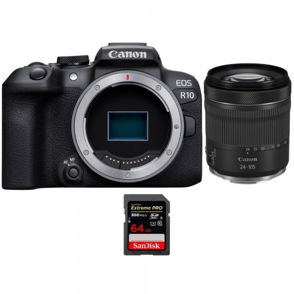 Canon EOS R10 + RF 24-105mm F4-7.1 IS STM + 1 SanDisk 64GB Extreme PRO UHS-II SDXC 300 MB/s - Appareil Photo Hybride APS-C-1