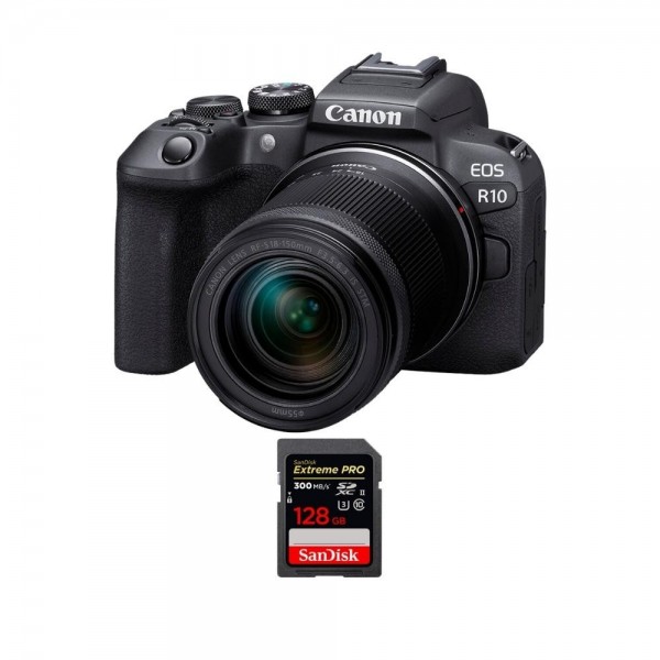 Canon EOS R10 + RF-S 18-150mm F4.5-6.3 IS STM + 1 SanDisk 128GB Extreme PRO UHS-II SDXC 300 MB/s - Cámara evil APS-C|MCZ DIRECT