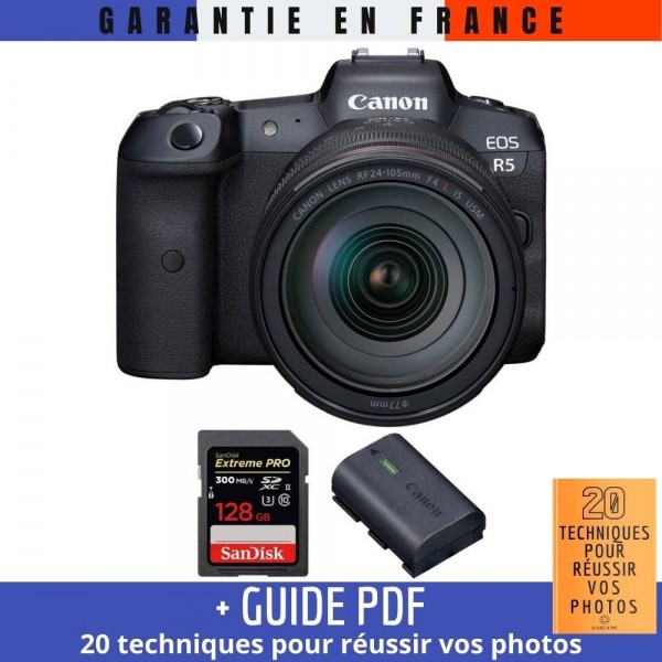 Canon EOS R5 + RF 24-105mm f/4L IS USM + SanDisk 128GB Extreme PRO UHS-II SDXC 300 MB/s + Canon LP-E6NH - Cámara mirrorless|MCZ DIRECT