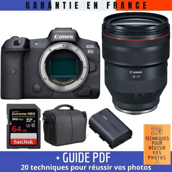 Canon R5 + RF 28-70mm F2L USM + SanDisk 64GB UHS-II SDXC 300 MB/s + Canon LP-E6NH + Sac - Appareil Photo Professionnel-2