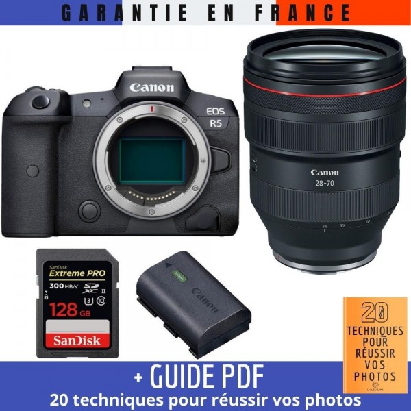 Canon EOS R5 + RF 28-70mm f/2L USM + SanDisk 128GB Extreme PRO UHS-II SDXC 300 MB/s + Canon LP-E6NH - Cámara mirrorless|MCZ DIRECT