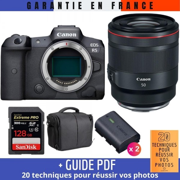 Canon R5 + RF 50mm F1.2L USM + SanDisk 128GB UHS-II SDXC 300 MB/s + 2 Canon LP-E6NH + Sac - Appareil Photo Professionnel-2