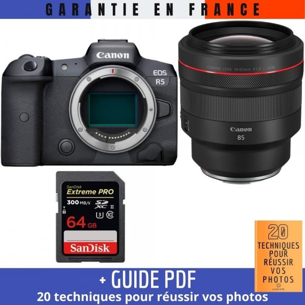 Canon R5 + RF 85mm F1.2L USM + SanDisk 64GB Extreme PRO UHS-II SDXC 300 MB/s - Appareil Photo Professionnel|MCZ DIRECT