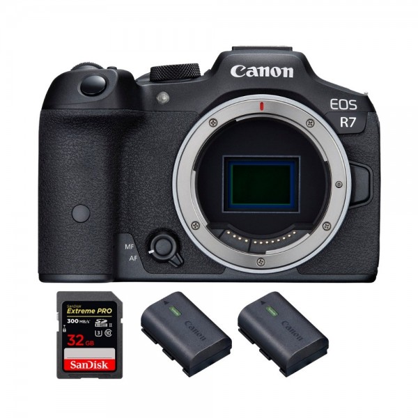 Canon EOS R7 + 1 SanDisk 32 GB Extreme PRO UHS-II SDXC 300 MB/s + 2 Canon LP-E6NH - Dispositivo fotográfico híbrido-1