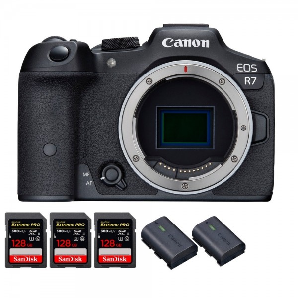 Canon EOS R7 + 3 SanDisk 128GB Extreme PRO UHS-II SDXC 300 MB/s + 2 Canon LP-E6NH - Appareil Photo Hybride-1