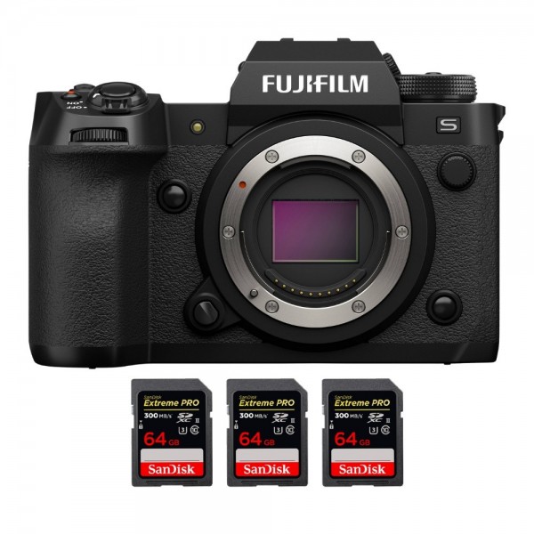 Fujifilm X-H2S + 3 SanDisk 64GB Extreme PRO UHS-II SDXC 300 MB/s - Cámara APS-C-1