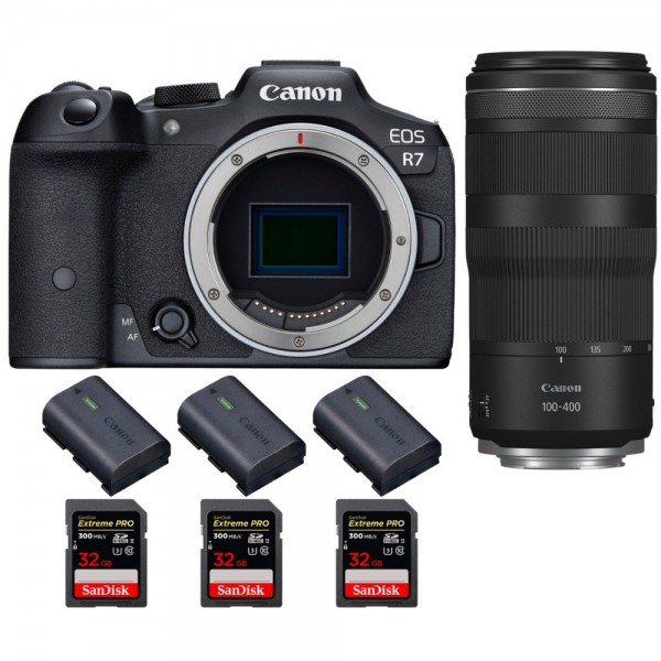 Canon EOS R7 + RF 100-400mm IS + 3 SanDisk 32GB Extreme PRO UHS-II SDXC 300 MB/s + 3 Canon LP-E6NH - Appareil Photo Hybride-1