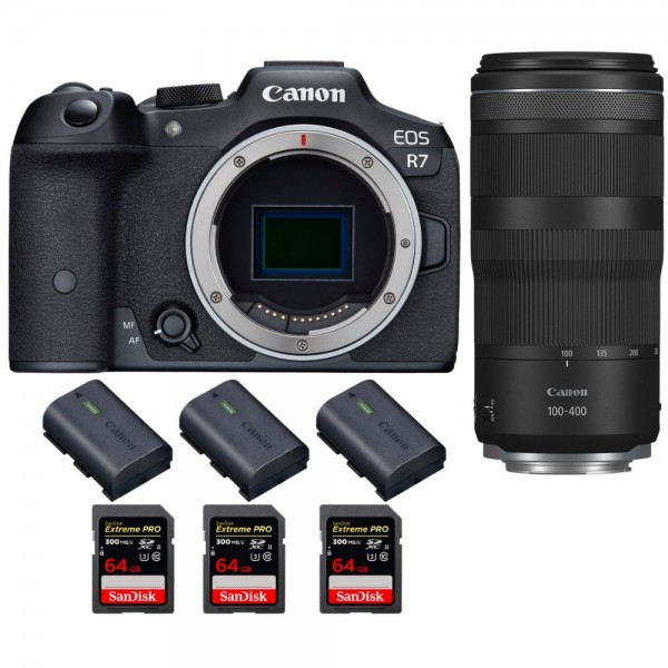 Canon EOS R7 + RF 100-400mm IS + 3 SanDisk 64GB Extreme PRO UHS-II SDXC 300 MB/s + 3 Canon LP-E6NH - Appareil Photo Hybride-1