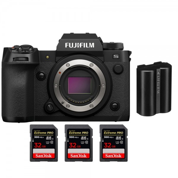 Fujifilm X-H2S + 3 SanDisk 32GB Extreme PRO UHS-II SDXC 300 MB/s + 1 Fujifilm NP-W235 - Appareil Photo APS-C|MCZ DIRECT