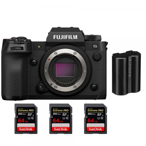 Fujifilm X-H2S + 3 SanDisk 64GB Extreme PRO UHS-II SDXC 300 MB/s + 1 Fujifilm NP-W235 - Dispositivo fotográfico APS-C-1