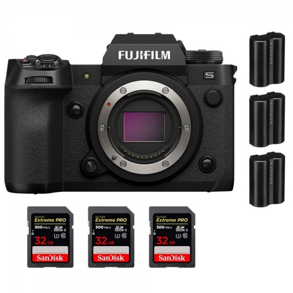 Fujifilm X-H2S + 3 SanDisk 32GB Extreme PRO UHS-II SDXC 300 MB/s + 3 Fujifilm NP-W235 - Appareil Photo APS-C|MCZ DIRECT