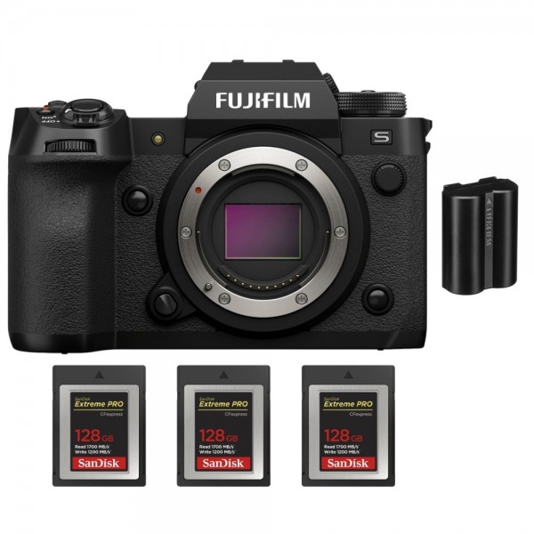 Fujifilm X-H2S + 3 SanDisk 128GB Extreme PRO CFexpress Tipo B + 1 Fujifilm NP-W235 - Dispositivo fotográfico APS-C|MCZ DIRECT