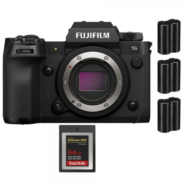 Fujifilm X-H2S + 1 SanDisk 64GB Extreme PRO CFexpress Type B + 3 Fujifilm NP-W235 - Appareil Photo APS-C-1