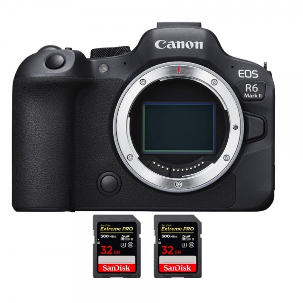 Canon EOS R6 Mark II + 2 SanDisk 32GB Extreme PRO UHS-II SDXC 300 MB/s - Dispositivo híbrido Plein Format-1