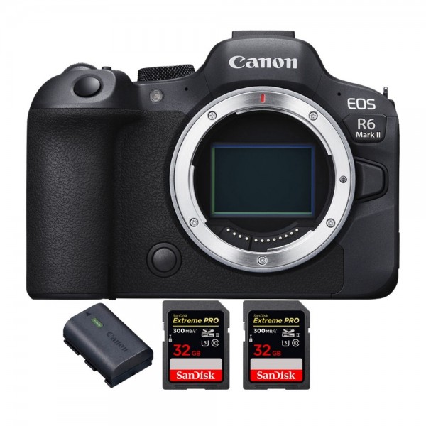 Canon EOS R6 Mark II + 2 SanDisk 32GB Extreme PRO UHS-II 300 MB/s + 1 Canon LP-E6NH - Full Frame Mirrorless Camera|MCZ DIRECT