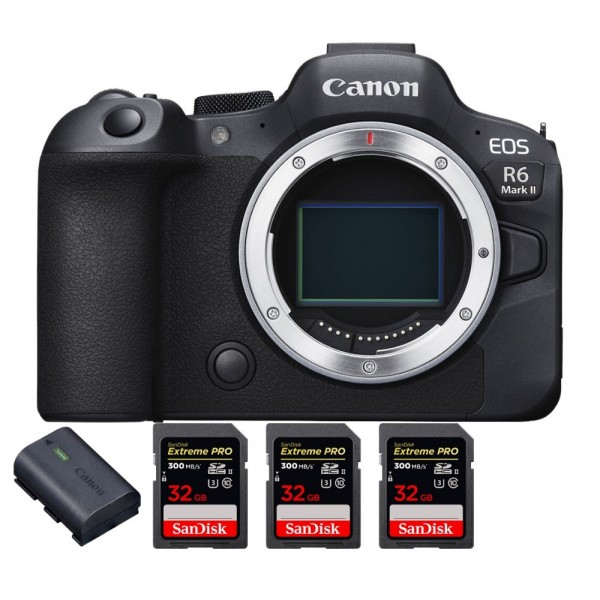 Canon EOS R6 Mark II + 3 SanDisk 32GB Extreme PRO UHS-II 300 MB/s + 1 Canon LP-E6NH - Cámara Mirrorless de formato completo|MCZ DIRECT