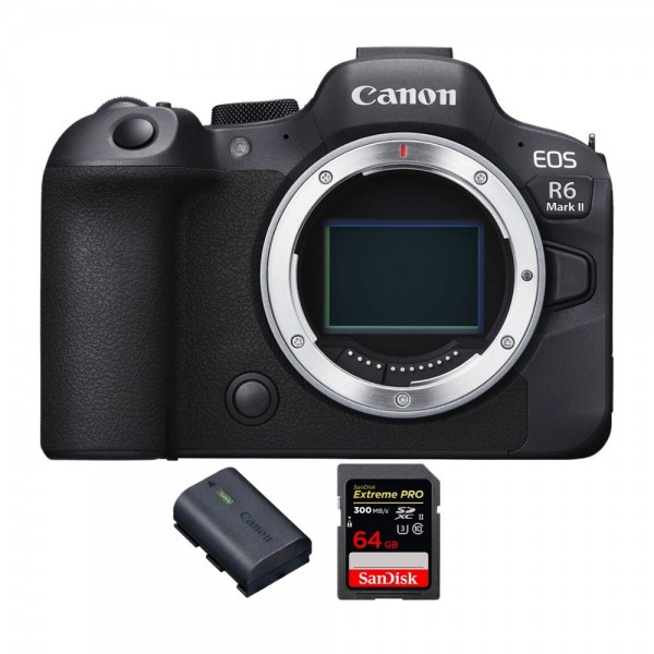 Canon EOS R6 Mark II + 1 SanDisk 64GB Extreme PRO UHS-II 300 MB/s + 1 Canon LP-E6NH - Cámara Mirrorless de formato completo|MCZ DIRECT