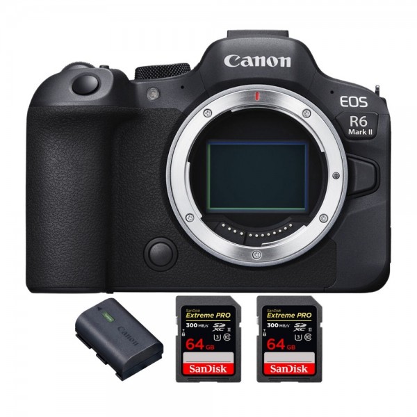 Canon EOS R6 Mark II + 2 SanDisk 64GB Extreme PRO UHS-II 300 MB/s + 1 Canon LP-E6NH - Cámara sin espejo Full Frame-1