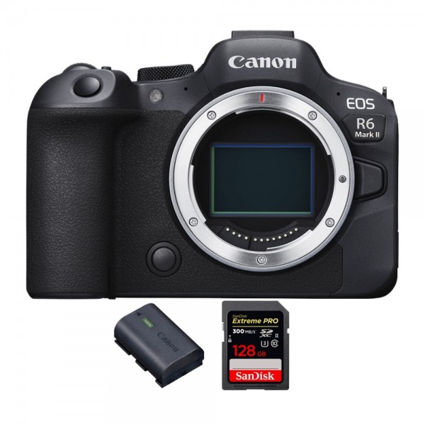 Canon EOS R6 Mark II + 1 SanDisk 128GB Extreme PRO UHS-II 300 MB/s + 1 Canon LP-E6NH - Full Frame Mirrorless Camera|MCZ DIRECT