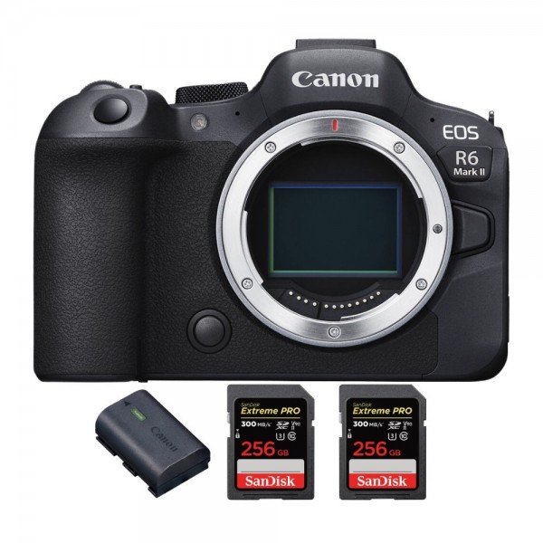 Canon EOS R6 Mark II + 2 SanDisk 256GB Extreme PRO UHS-II 300 MB/s + 1 Canon LP-E6NH - Cámara sin espejo Full Frame-1