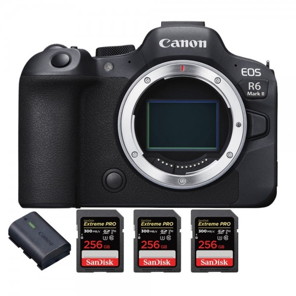 Canon EOS R6 Mark II + 3 SanDisk 256GB Extreme PRO UHS-II 300 MB/s + 1 Canon LP-E6NH - Cámara Mirrorless de formato completo|MCZ DIRECT