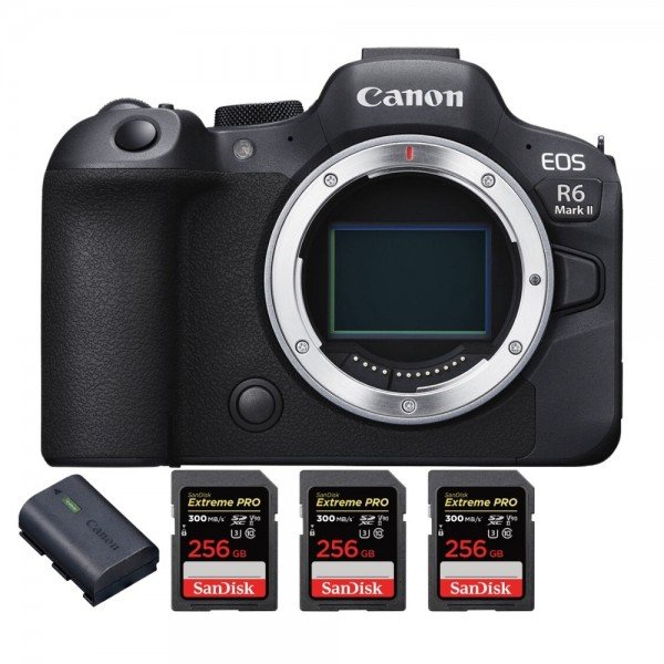 Canon EOS R6 Mark II + 3 SanDisk 256GB Extreme PRO UHS-II 300 MB/s + 1 Canon LP-E6NH - Full Frame Mirrorless Camera|MCZ DIRECT