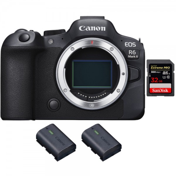 Canon EOS R6 Mark II + 1 SanDisk 32GB Extreme PRO UHS-II 300 MB/s + 2 Canon LP-E6NH - Cámara sin espejo de formato completo|MCZ DIRECT