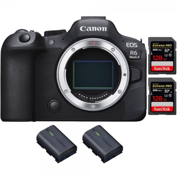 Canon EOS R6 Mark II + 2 SanDisk 128GB Extreme PRO UHS-II 300 MB/s + 2 Canon LP-E6NH - Cámara sin espejo de fotograma completo-1