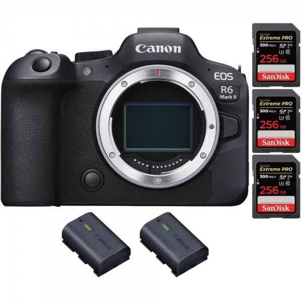 Canon EOS R6 Mark II + 3 SanDisk 256GB Extreme PRO UHS-II 300 MB/s + 2 Canon LP-E6NH - Cámara sin espejo de formato completo|MCZ DIRECT