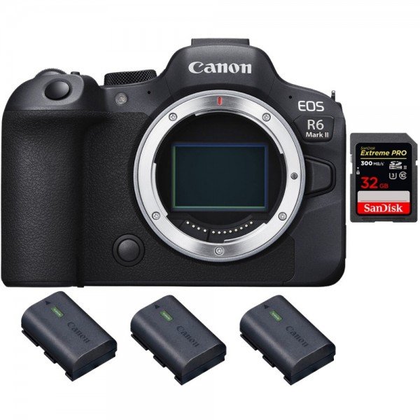 Canon EOS R6 Mark II + 1 SanDisk 32GB Extreme PRO UHS-II 300 MB/s + 3 Canon LP-E6NH - Full Frame Mirrorless Camera|MCZ DIRECT