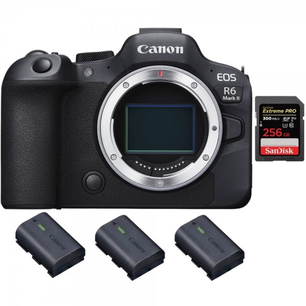 Canon EOS R6 Mark II + 1 SanDisk 256GB Extreme PRO UHS-II 300 MB/s + 3 Canon LP-E6NH - Full Frame Mirrorless Camera|MCZ DIRECT