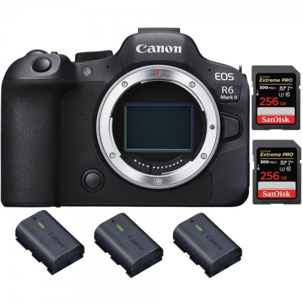 Canon EOS R6 Mark II + 2 SanDisk 256GB Extreme PRO UHS-II 300 MB/s + 3 Canon LP-E6NH - Cámara sin espejo de formato completo|MCZ DIRECT