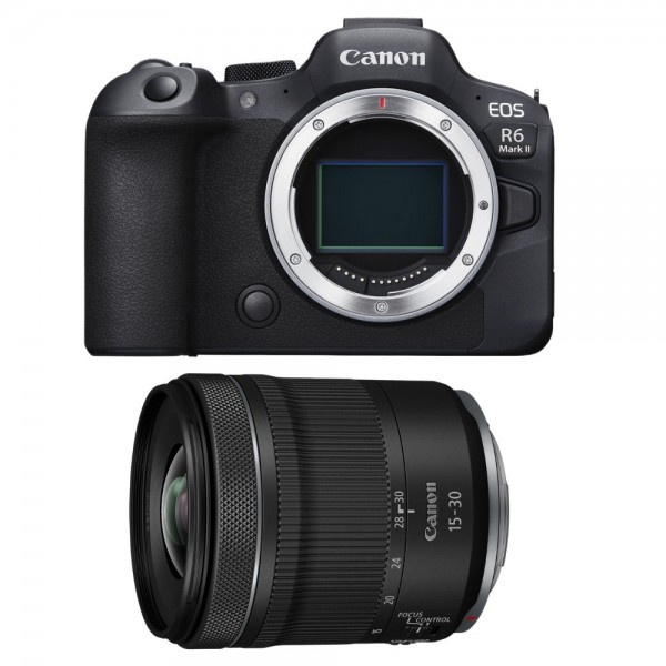 Cámara sin espejo Canon modelo EOS R50 con lente zoom f/6.3