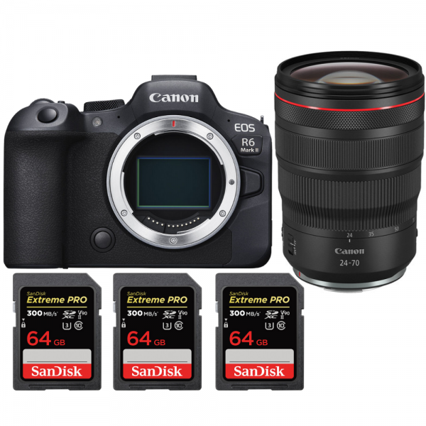 Canon EOS R6 Mark II + RF 24-70mm f/2.8 L IS USM + 3 SanDisk 64GB Extreme PRO UHS-II SDXC 300 MB/s - Appareil Photo Hybride|MCZ DIRECT