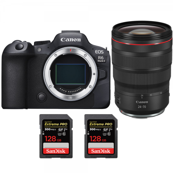 Canon EOS R6 Mark II + RF 24-70mm f/2.8 L IS USM + 2 SanDisk 128GB Extreme PRO UHS-II SDXC 300 MB/s - Appareil Photo Hybride|MCZ DIRECT