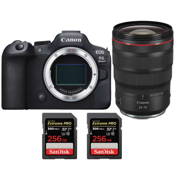 Canon EOS R6 Mark II + RF 24-70mm f/2.8 L IS USM + 2 SanDisk 256GB Extreme PRO UHS-II SDXC 300 MB/s - Appareil Photo Hybride|MCZ DIRECT