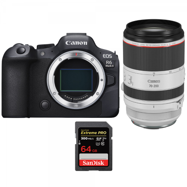 Canon EOS R6 Mark II + RF 70-200mm f/2.8 L IS USM + 1 SanDisk 64GB Extreme PRO UHS-II SDXC 300 MB/s - Appareil Photo Hybride|MCZ DIRECT