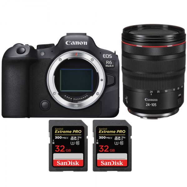 Canon EOS R6 Mark II + RF 24-105mm f/4 L IS USM + 2 SanDisk 32GB Extreme PRO UHS-II SDXC 300 MB/s - Appareil Photo Hybride|MCZ DIRECT